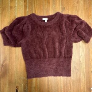 Chelsea & Violet Fuzzy Mauve Cropped Sweater